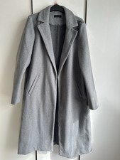 New Look Women's Grey Long Open Spring Autumn Summer Trench Coat Size 14 New