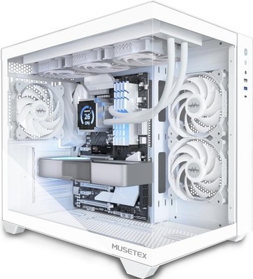 MUSETEX ATX PC Case, 360MM RAD Support, 3 16.54''D x 11.61''W x 14.49''H, Black