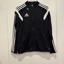 Adidas Originals Kids Track Jacket Black White Trefoil Full Zip 3 Stripe Size L