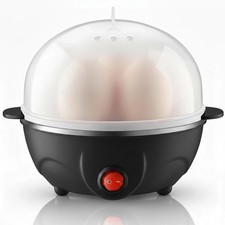 Black Electric Egg Boiler Cooker Automatic Rapid Egg Steamer 7 Egg Capacity 1X