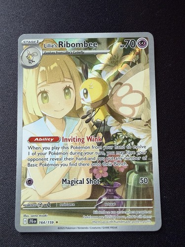 Pokémon TCG Journey Together Lillie's Ribombee Illustration Card 164/159 Rare