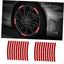20PCS Reflective Car Wheel Decorative Stripe Stickers, Night Safety Warning Red