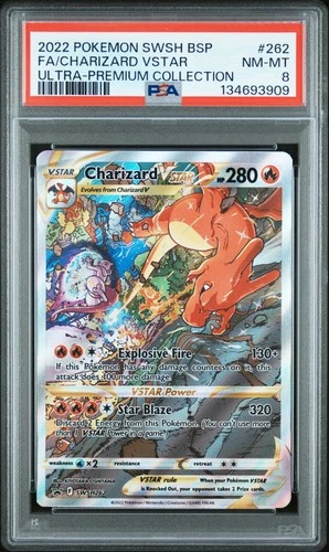 2022 POKEMON SWSH BLACK STAR PROMO #262 FULL ART/CHARIZARD VSTAR PSA 8
