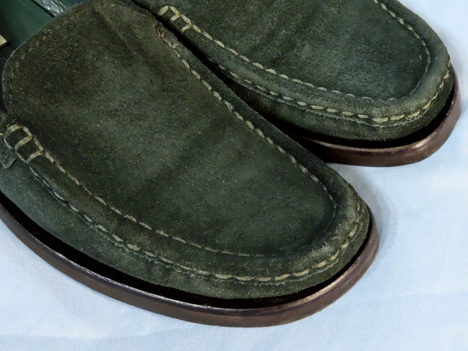 TALBOTS Plácido CAZADOR CUERO GAMUZA VERDE OSCURO Mocasines Zapatos Planos CLÁSICO talla 6 Foto 2 de 4
