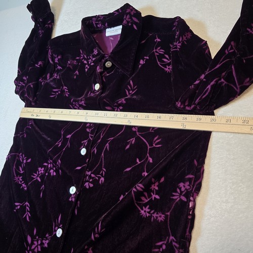 Blusa de terciopelo Burnout púrpura real para mujer M mezcla de rayón romántica femenina - Imagen 6 de 13