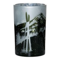 INNA-Glas Teelichthalter Tischlicht Benedicta, GrüN-Matt-Silber-GläNzend, 18Cm