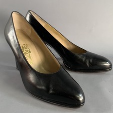 SALVATORE FERRAGAMO Size 9 Black Leather Platform Pumps