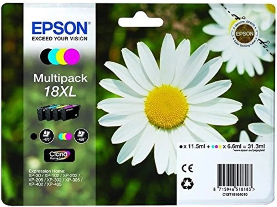 Epson 18XL Couleur Cartouche d'Encre (Pack de 4)