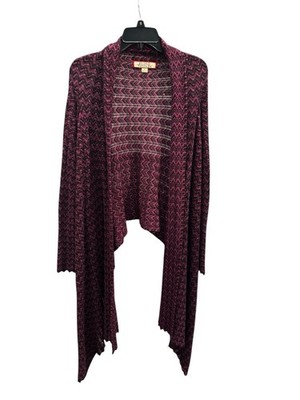 Women s Beyond Threads Asymmetrical Purple & Black Knit Long Cardigan 30% Wool:M