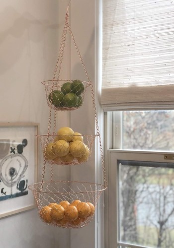 Fox Run 3-Tier Copper Kitchen Hanging Fruit Baskets, 32 32 Inches, - Picture 5 of 8