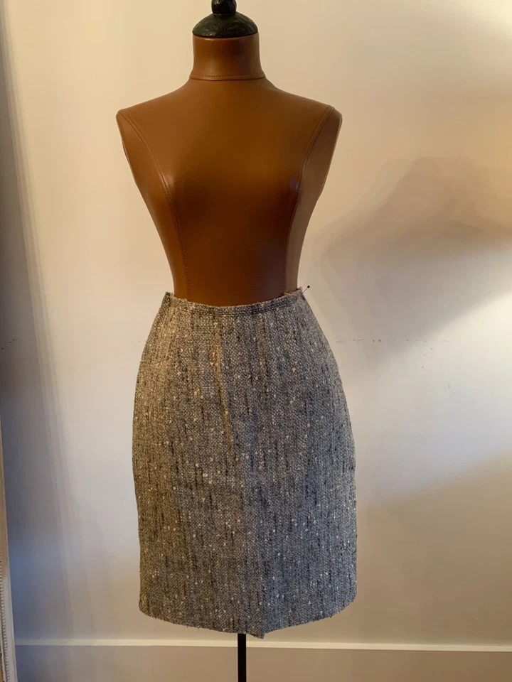 FALDA LÁPIZ PRADA VINTAGE BEIGE MEZCLA LANA TALLA 38