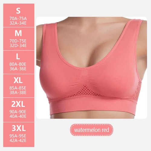 Sujetador deportivo transpirable ahuecado acolchado talla grande S-3XL push up S6 '3X PCS' para mujer - Imagen 15 de 16