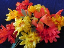 Vtg Millinery Flower Collection Orange Yellow Shades 1 1/2-31/2" German H3617