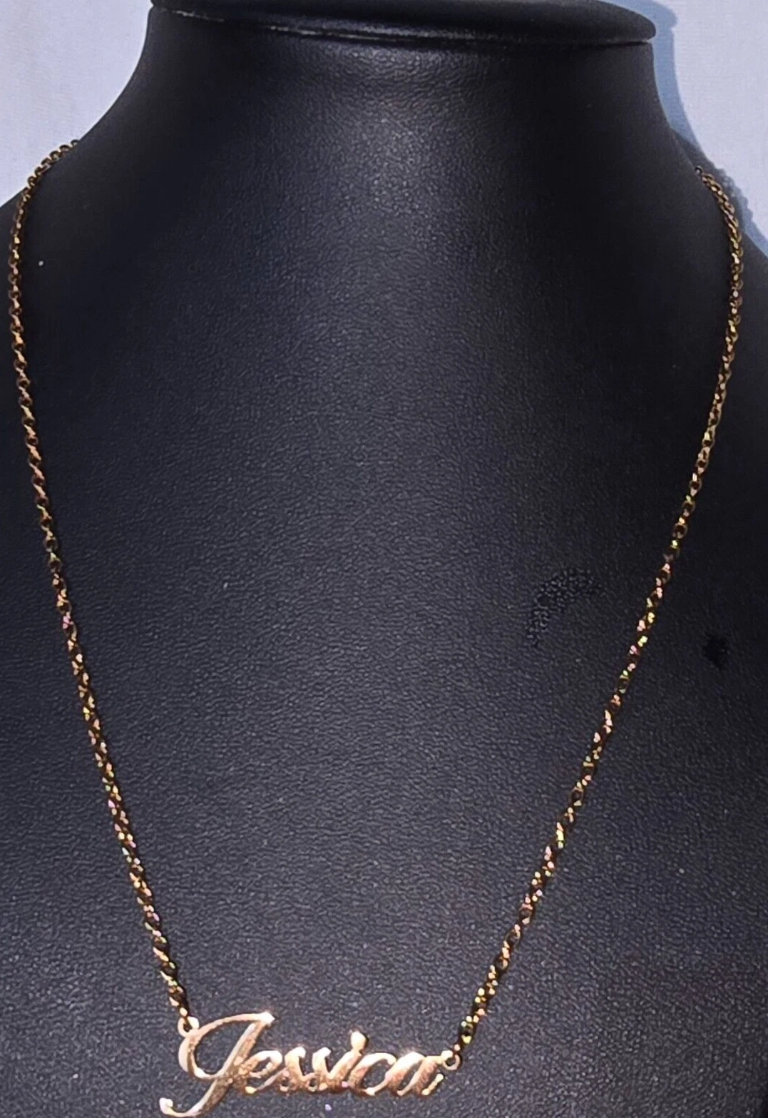 VETEMENTS Collana personalizzata in acciaio inox "Jessica" scritta tono oro rosa 16"