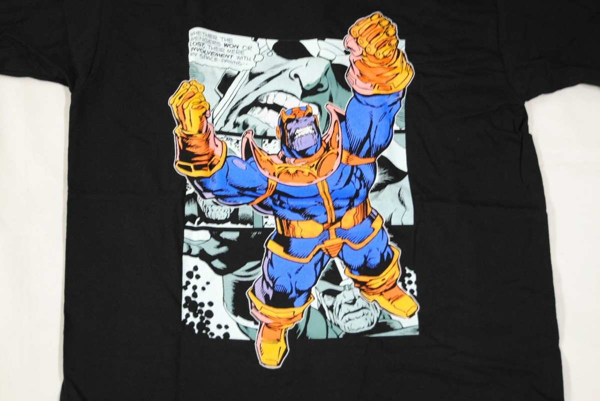 T-Shirt Homme Marvel THANOS - Comic Strip Officiel - Noir - Coton - Neuf Sans Étiquettes