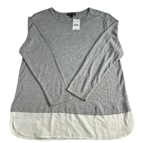 J Crew Womens Gray Round Neck Long Sleeve Layered Effect T Shirt Size 12