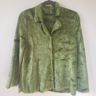 Harari Faux Fur Jacket Kelly Green Small Boho Art To Wear Comfort Soft Vintage 