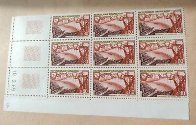 Bloc 9 TIMBRES daté 10-2-69 FRANCE NEUF YT N° 1583 1969 Barrage de Vouglans - Photo 1/3