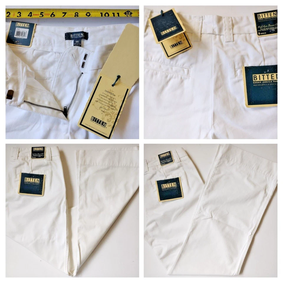 Pantalones informales BITTEN Sarah Jessica Parker para niñas mujeres nuevos con etiquetas talla 8R X 27 blancos Foto 2 de 4