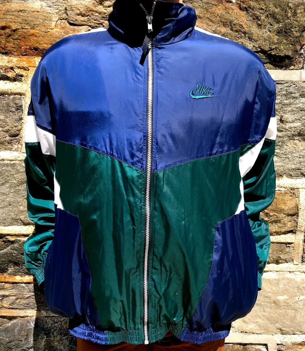 Vintage 90s NIKE Green Blue White Windbreaker Jacket XL | eBay Vintage 90s NIKE Green Blue White Windbreaker Jacket XL | eBay