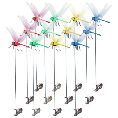 12×Fake Dragonfly Clips Clip on Dragonfly for Outdoors 3D Dragonfly Garden Decor
