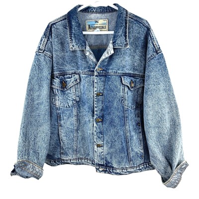 Distressed Denim Jacket Men XL 