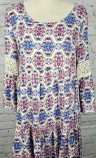 Entro Boho Size Small Lace Floral Bell Sleeve Embroidered Dress Peasant Beach 