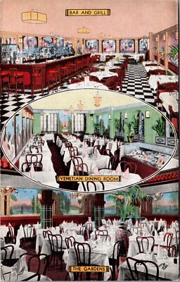 Linen Postcard Multiple Views Zucca's Restaurant 118 W. 49th St. New York City