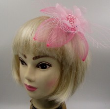 Women' light pink clip Fascinator Ladies Wedding Royal Ascot b23