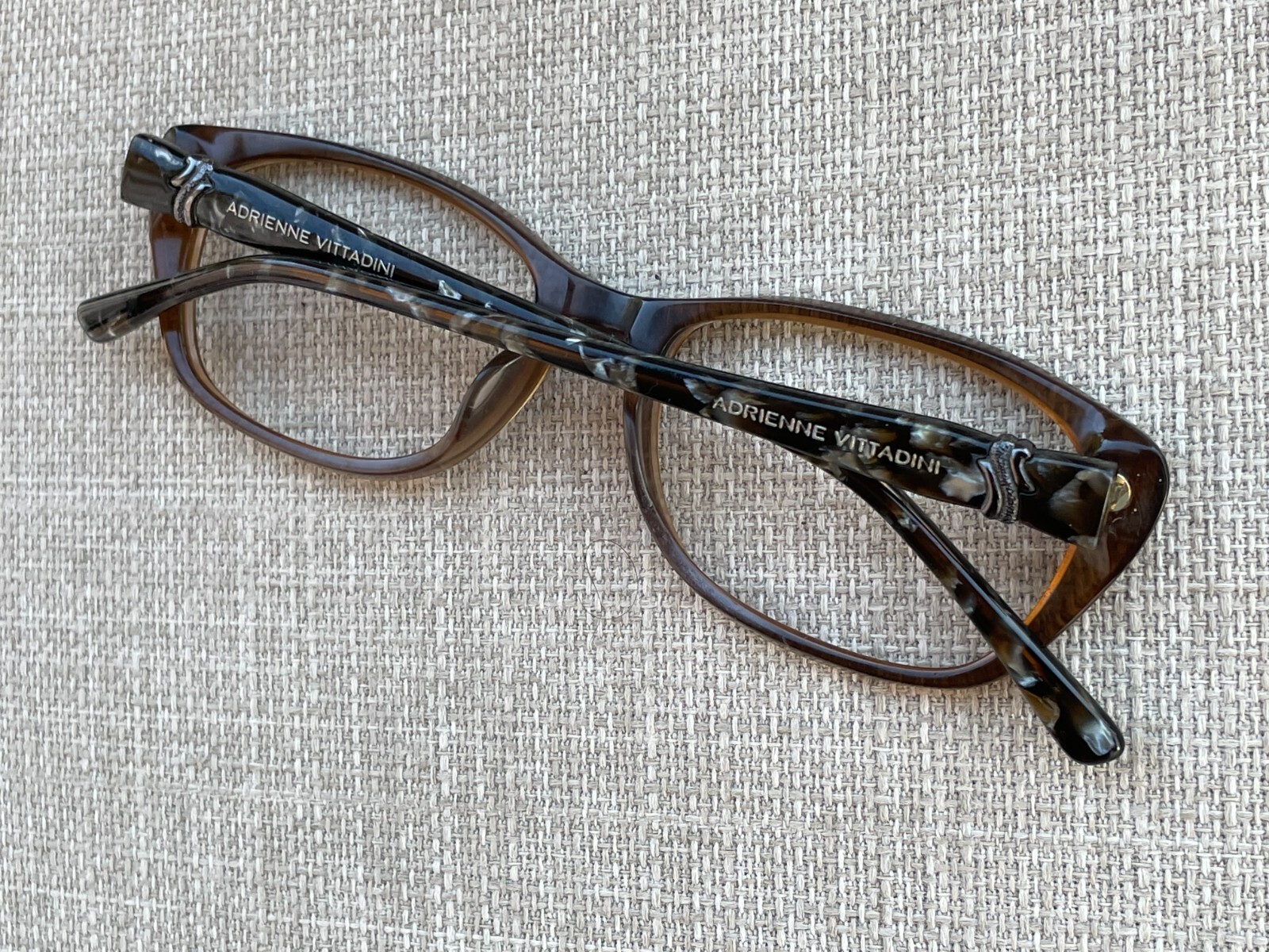 Adrienne Vittadini Women Eyeglasses Frame Brown/Black Tone Glasses