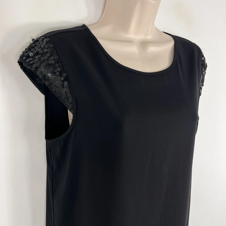 Vestido Mossimo para mujer pequeño sin mangas cambio por encima de la rodilla negro lentejuelas ligeras Foto 4 de 4