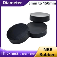 Rubber Solid Discs NBR Flat Round Pad Sealing Non-Slip Cushioning Dia 5mm-150mm