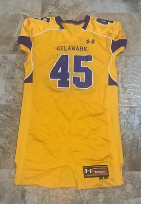 University of Delaware Blue Hens Under Armour yellow football jersey XL 