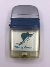 VINTAGE FULLSIZE - VU LIGHTER BY SCRIPTO WITH SAILFISH IMAGE (I681) 