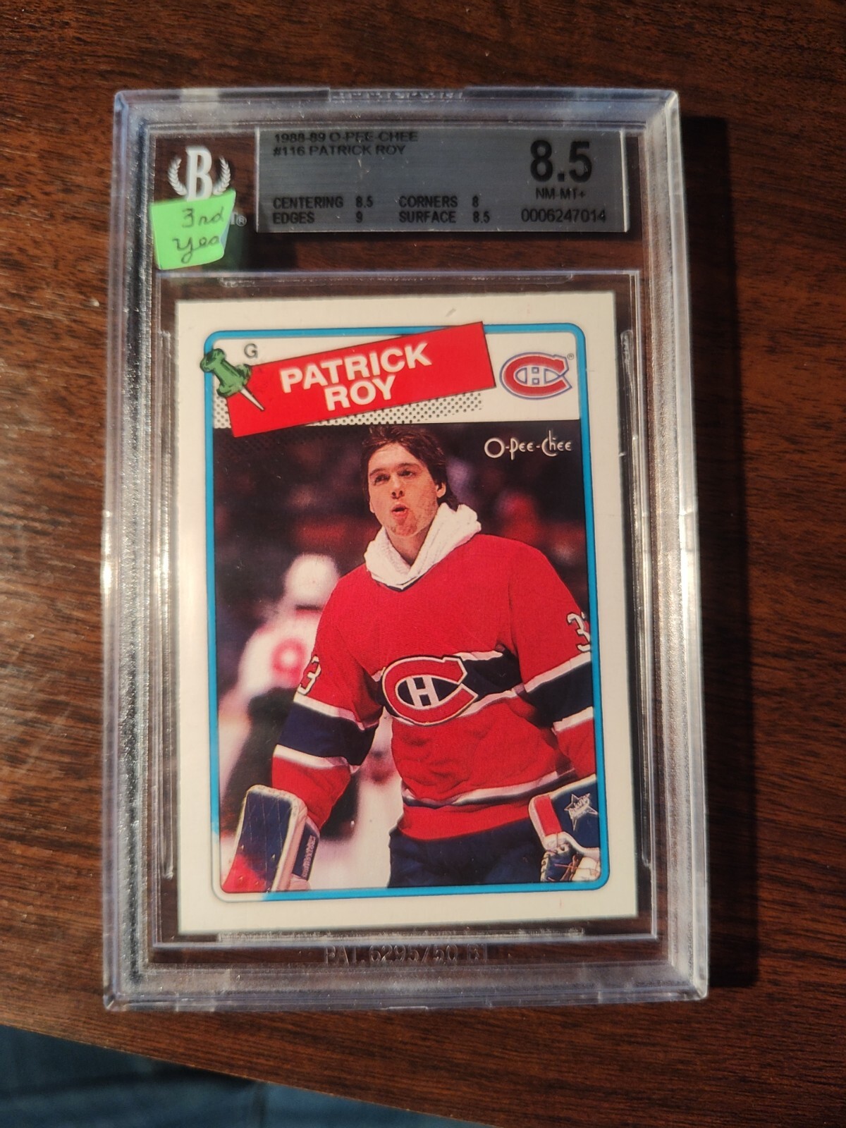 1988-89 O-Pee-Chee Patrick Roy BGS 8.5 (PP) #116