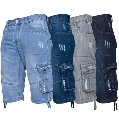 Enzo Jeans Mens Shorts Raw Combat Cargo 