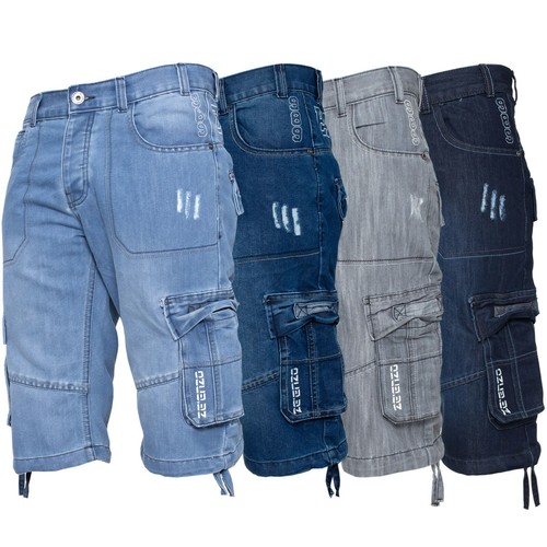 Enzo Jeans Mens Shorts Raw Combat Cargo 