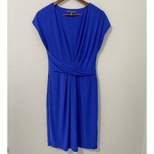Adrianna Papell Dress Womens Size 10 Blue Midi Short Sleeve Professional