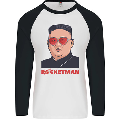 Rocket Man Kim Jong-un Missile Test Funny Mens L/S Baseball T-Shirt