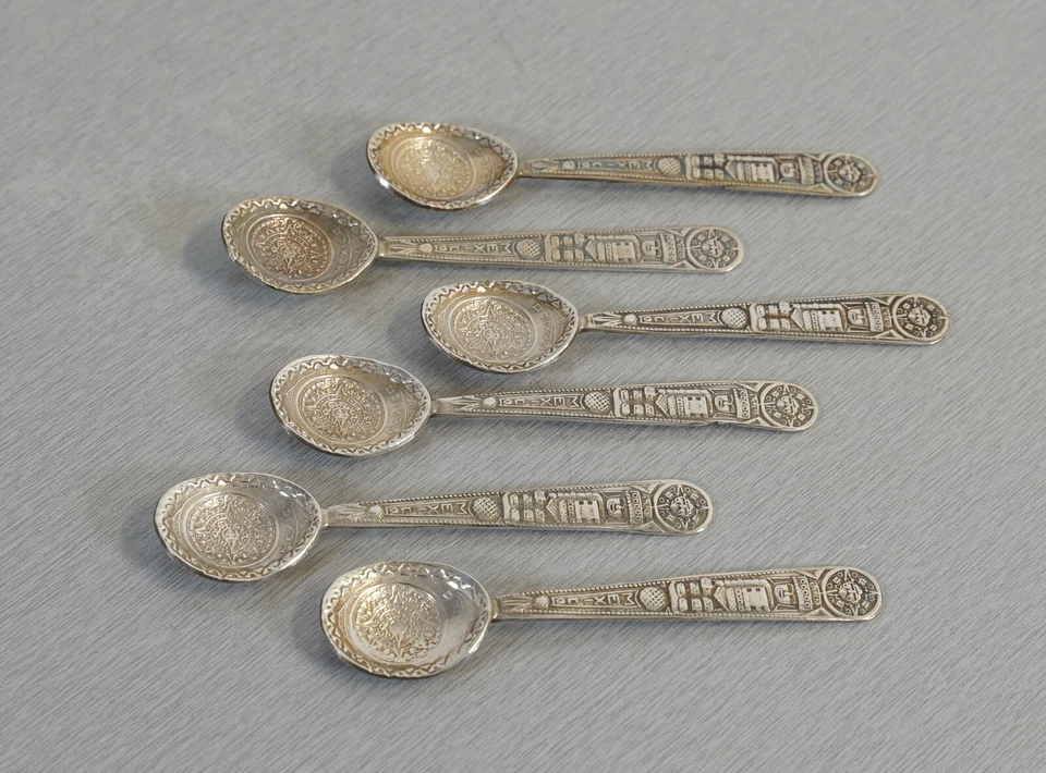 Set 6 cucchiaini da sale in argento sterling 925 cucchiaini da moka Messico A... - Immagine 2 di 4