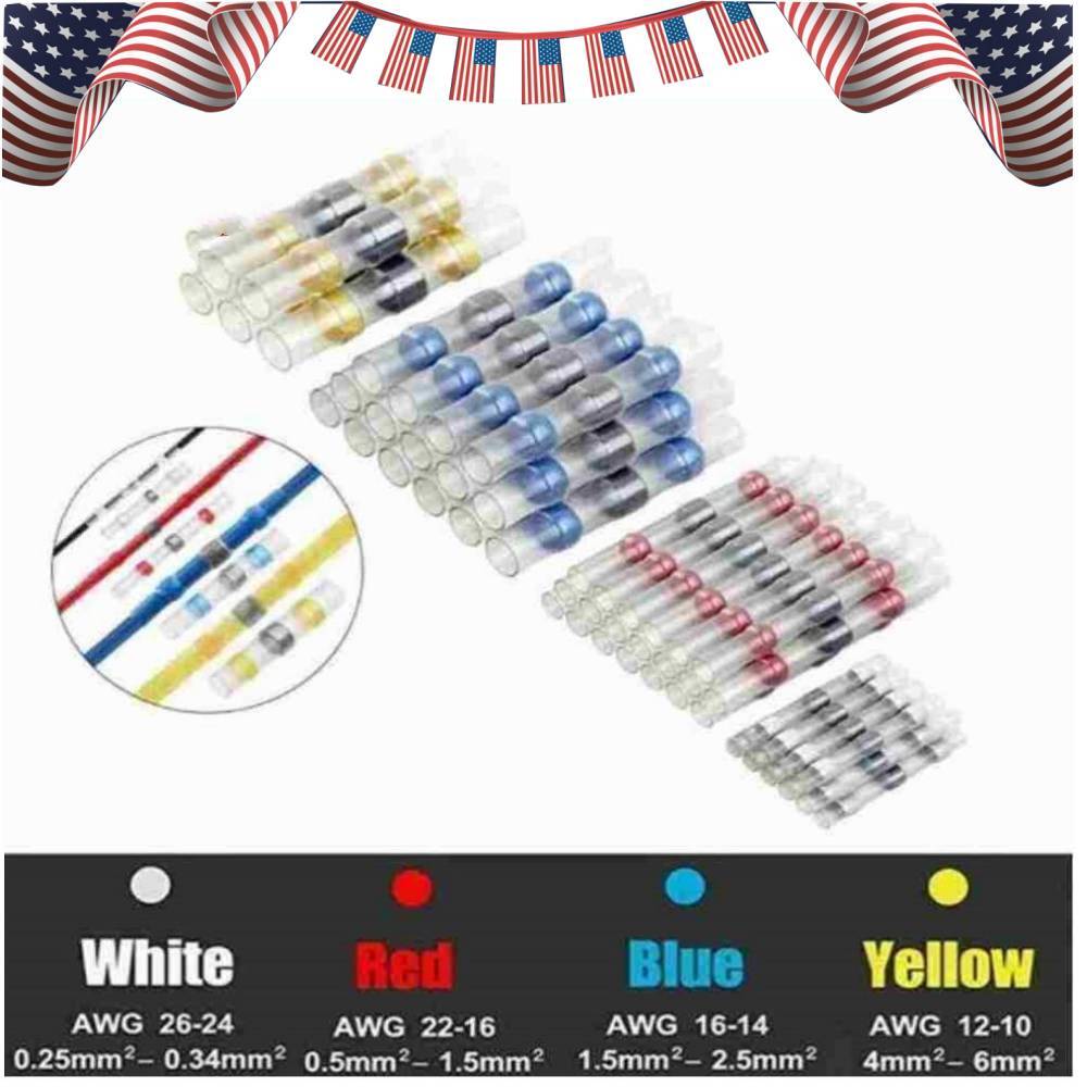 22-10AWG 50PCS Solder Seal Sleeve Heat Shrink Butt Wire Connectors Terminals