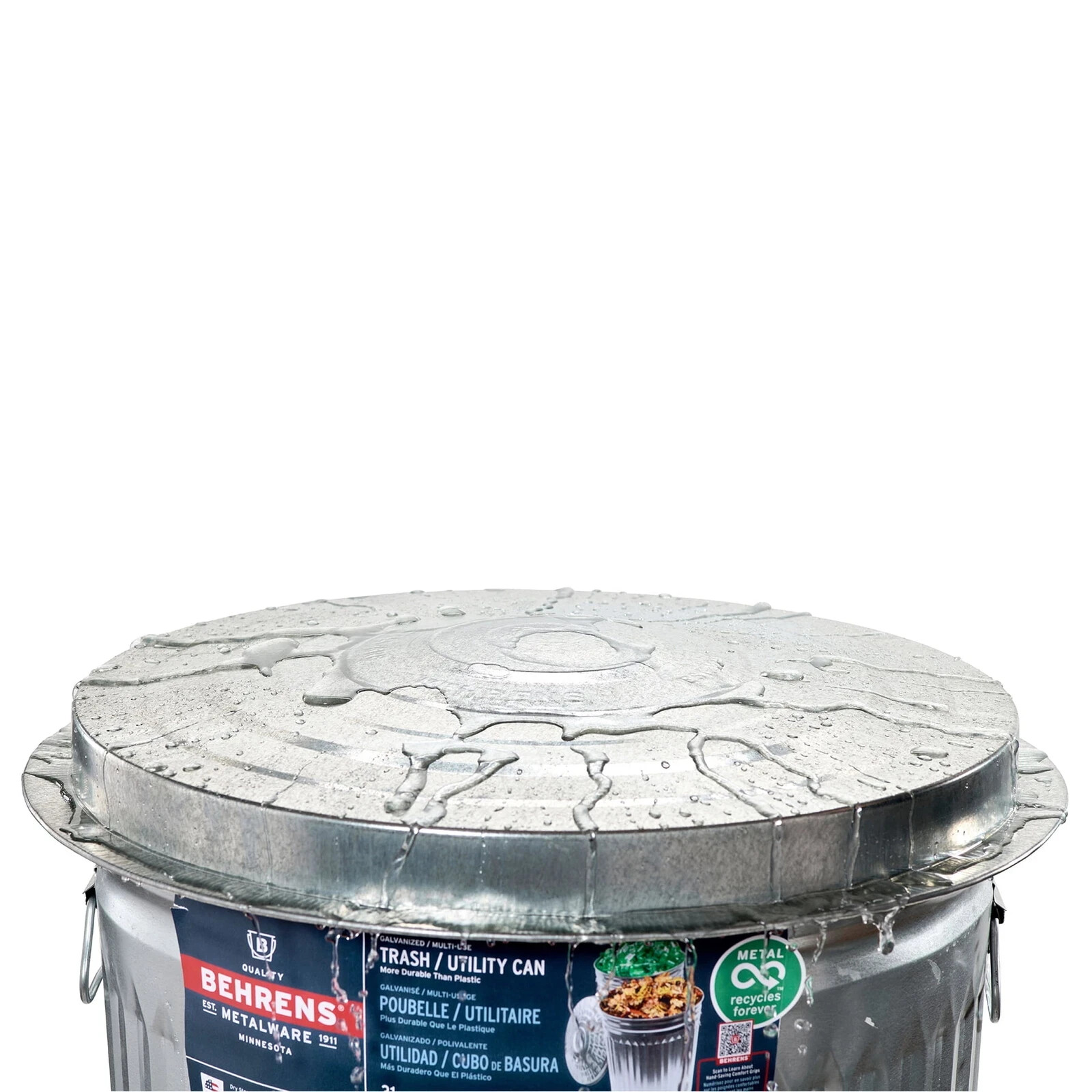 31 Gal. Galvanized Steel Round Metal Household Trash Can with Lid- New