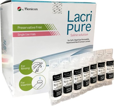 98 Vials of LacriPure Saline Solution - Ideal for Rinsing & Insertion