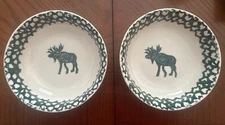 2 Folk Craft Moose Country Ceral/Soup Bowls Mint