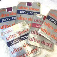 Lot of 5 Vintage 1980s Panty Hose Ultra Sheer Queen Size 1X 2X Nylon Made in USA