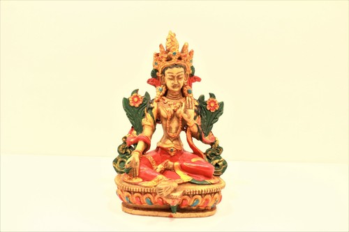 6 Zoll Höhe Neu Weiß Tara Statue Harz Rot und Gold Farbe - Bild 2 von 4