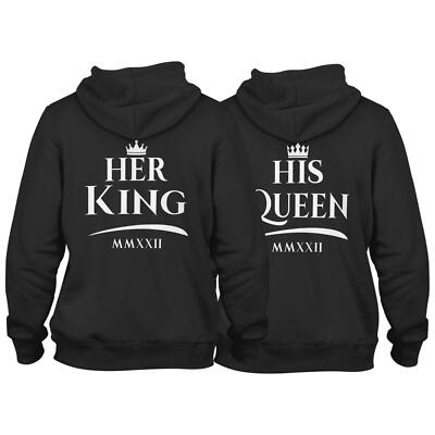 Her King His Queen Pullover Pulli Hoodie Geschenk für Paare im SET Wunschjahr