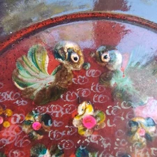 Set of 3 Folk Art Hand Painted Hanging Plates Trinket Dishes 6-7-8" Birds