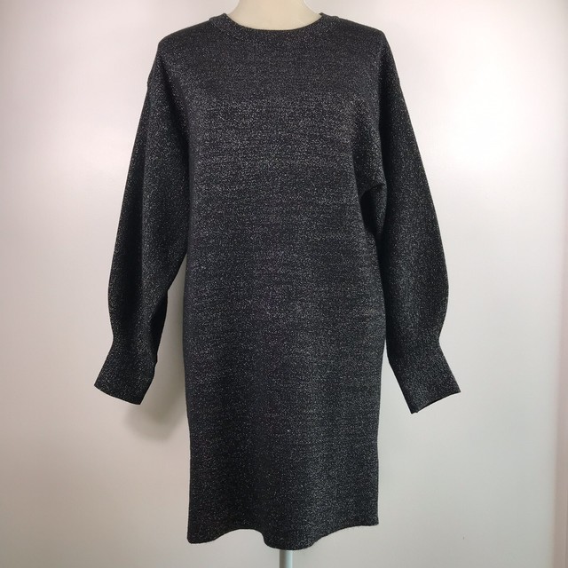 H&M Knit Sweater Dress Black Metallic Sz S NWT | eBay
