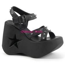 SANDALI ZEPPA tacco 13 dal 36 al 42 Nero Pelle Vegan borchie scarpe Sexy GLAMOUR